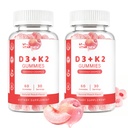 Vitamin D3 & K2 Gummies (2-Pack, 120 Count), Vitamin D3 10000IU, K2 (MK-7) 200mcg, with Zinc, Plant-Sourced K2 from Chickpea – Supports Bone, Heart & Immune Health,Non-GMO, Gluten-Free, Peach Flavor
