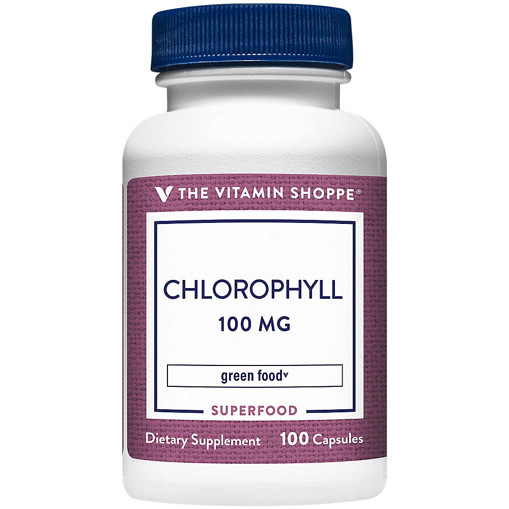 The Vitamin Shoppe Chlorophyl 100mg - Φυσικό συμπλήρωμα διατροφής, Πράσινο Superfood που υποστηρίζει το ανοσοποιητικό σύστημα & την παραγωγή ενέργειας, 'Φυσικό αποσμητικό' (100 κάψουλες)