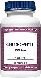 The Vitamin Shoppe Chlorophyl 100mg - Φυσικό συμπλήρωμα διατροφής, Πράσινο Superfood που υποστηρίζει το ανοσοποιητικό σύστημα & την παραγωγή ενέργειας, 'Φυσικό αποσμητικό' (100 κάψουλες)