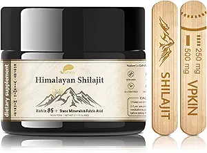 Shilajit Resin Καθαρή Ιμαλαΐων Φυσικό συμπλήρωμα οργανικών σιλατζίτ με Fluvic Acid και 85+ Ίχνη Ορυκτών για την ενέργεια, την υποστήριξη του ανοσοποιητικού και του μεταβολισμού, 60 γραμμάρια