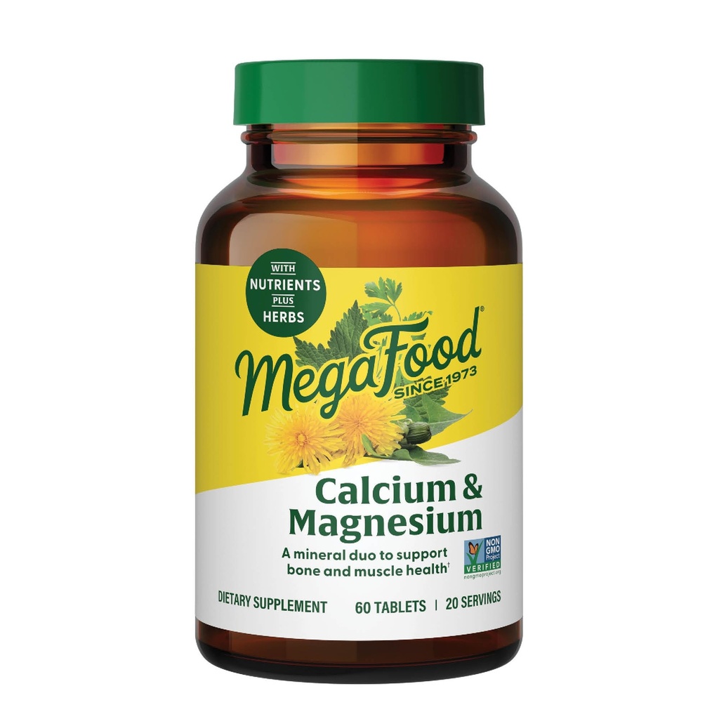 MegaFood Ασβέστιο Μαγνήσιο συμπλήρωμα - Υποστηρίζει την υγεία των οστών & την καρδιά Υγεία - Μαγνήσιο Συμπληρώματα ασβεστίου για τις γυναίκες και τους άνδρες - μη ΓΤΟ - 60 δισκία (20 υπηρεσίες)