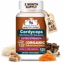 Cancer Sciences Cordyceps Mushroom Supplement Κάψουλες - 1.500mg Βιολογικό Mushroom Complex για την ευεξία, υψηλή ισχύς 40% Beta-Glucans, ανοσοποιητικό συμπλήρωμα υποστήριξης για την ενέργεια & Stamina Booster, 120 Count