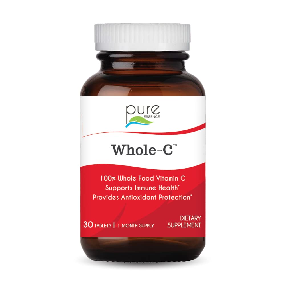 PURE ESSENCE LABS Ολόκληρα C τρόφιμα Βιταμίνη C - Καλύτερη Ανοσολογική Υποστήριξη - Βιολογικές & Φυσικές Βιταμίνες - Ανοσία Booster & Συμπλήρωμα Διατροφής (30 δισκία)