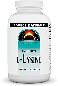 Source Naturals L-Lysine 500 mg Free Form - Amino Acid Supplement Υποστηρίζει Ενέργεια & Σχηματισμός Κολλαγόνου* - 250 Δισκία