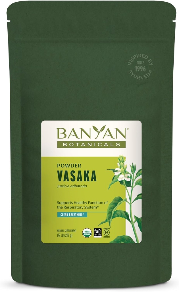 Banyan Botanicals Vasaka σκόνη - Certified Organic, 1/2 λίρα - Adhatoda vasica - Υποστηρίζει σωστή λειτουργία των πνευμόνων και υγιή αναπνοή *
