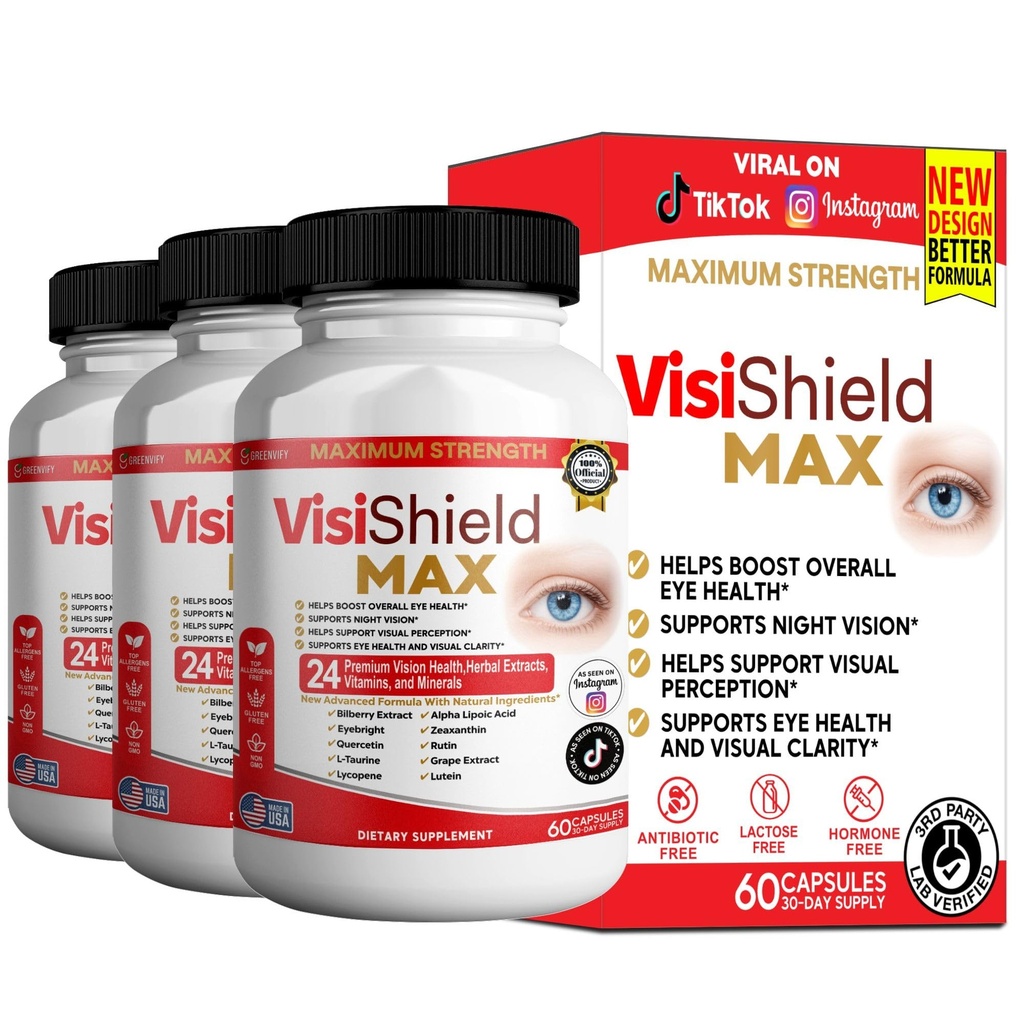 VisiShield Max Eye Health Supplement, 24 Premium Vision Vitamins and Minerals, 60 Capsules (3)