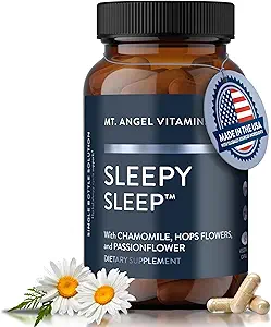 Mt. Angel Vitamins - Sleepy Sleep - Natural Sleep Aid for Adults with Melatonin and Plant Extracts - Μη-Habitual Sleep Supplement - 60 Κάψουλες
