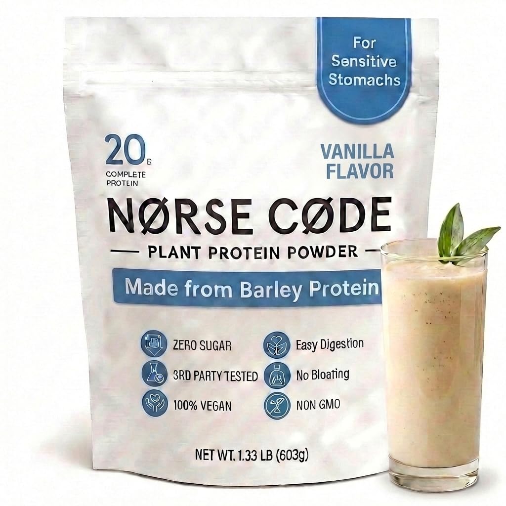 Vanilla Plant-Based Barley Protein Powder | Delicious & Smooth 20g Complete Vegan Protein Blend – Pea & Rice Protein, Prebiotic Fiber, Gentle on Stomach, Zero Sugar, Keto Friendly (1.33 lb)