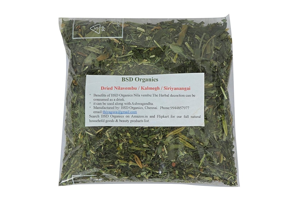 BSD Organics Dried Nilavembu/Chirata/Kirayata/Andrographis paniculata/Kalmegh Crushed - 100 Gm / 3.5 Oz