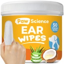 Paw Science Dog & Cat Ear Cleaner Wipes – Pet Finger Wipes for Cats & Dogs – Cleaning, Soothing, & Deodorizing Itchy Ears – Ear Relief Solution Wash (Unscented)
