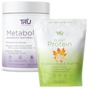 TRU Supplements Metabolism and Plant Based Protein Bundle, Advanced Fat Loss Support and Vegan Protein with BCAA, EAA, 27 Vitamins, 20g Brown Rice & Pea Protein, No Artificial Flavors