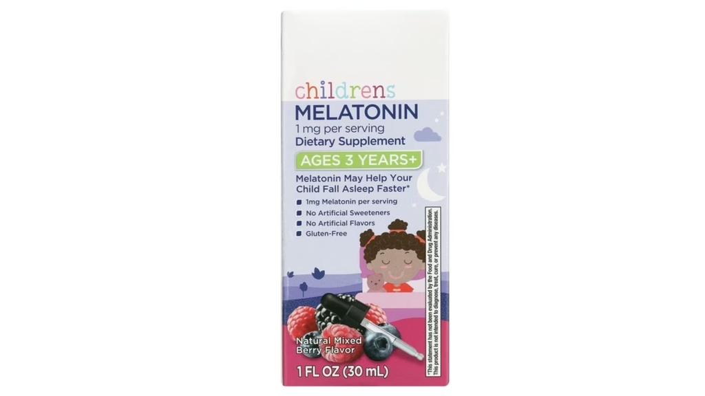 SEDLAV Childrens Sleep Aid Melatonin Liquid Supplement, 1 mg, Mixed Berry Flavor, Ages 3 Years +, 1 fl oz