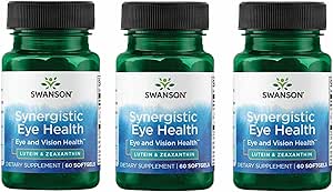 Swanson Lutein & Zeaxanthin Synergistic Eye Health Vision Retina Macula Supplement (Συμπλήρωμα Lutein 20 mg & OmniXan Zeaxanthin 2 mg) 60 Softgels Sgels (3 Pack)