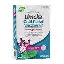 Nature's Way Umcka Cold Relief Chewables, Homeopathic Cold Medicine, Shortens Duration & Reduces Severity of Cough, Congestion, Sore Throat & Hoarseness, Cherry Flavored, Non-Drowsy Tablets, 20 Count