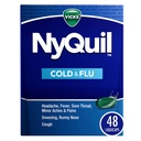 Vicks NyQuil Cold & Flu Relief Over-the-Counter Medicine, Powerful Multi-Symptom Nighttime Relief for Headache, Fever, Sore Throat, Aches, Sneezing, Runny Nose & Cough, 48 LiquiCaps