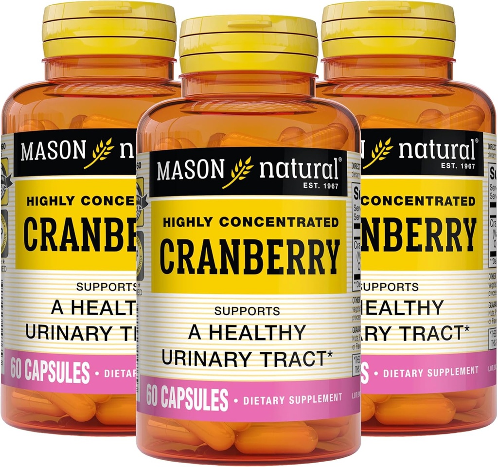 MASON NATURAL Cranberry Highly Concentrated 900 mg, 3 Month Supply, Antioxidant & Immune Health, Supports Healthy Urinary Tract, 3 Pack