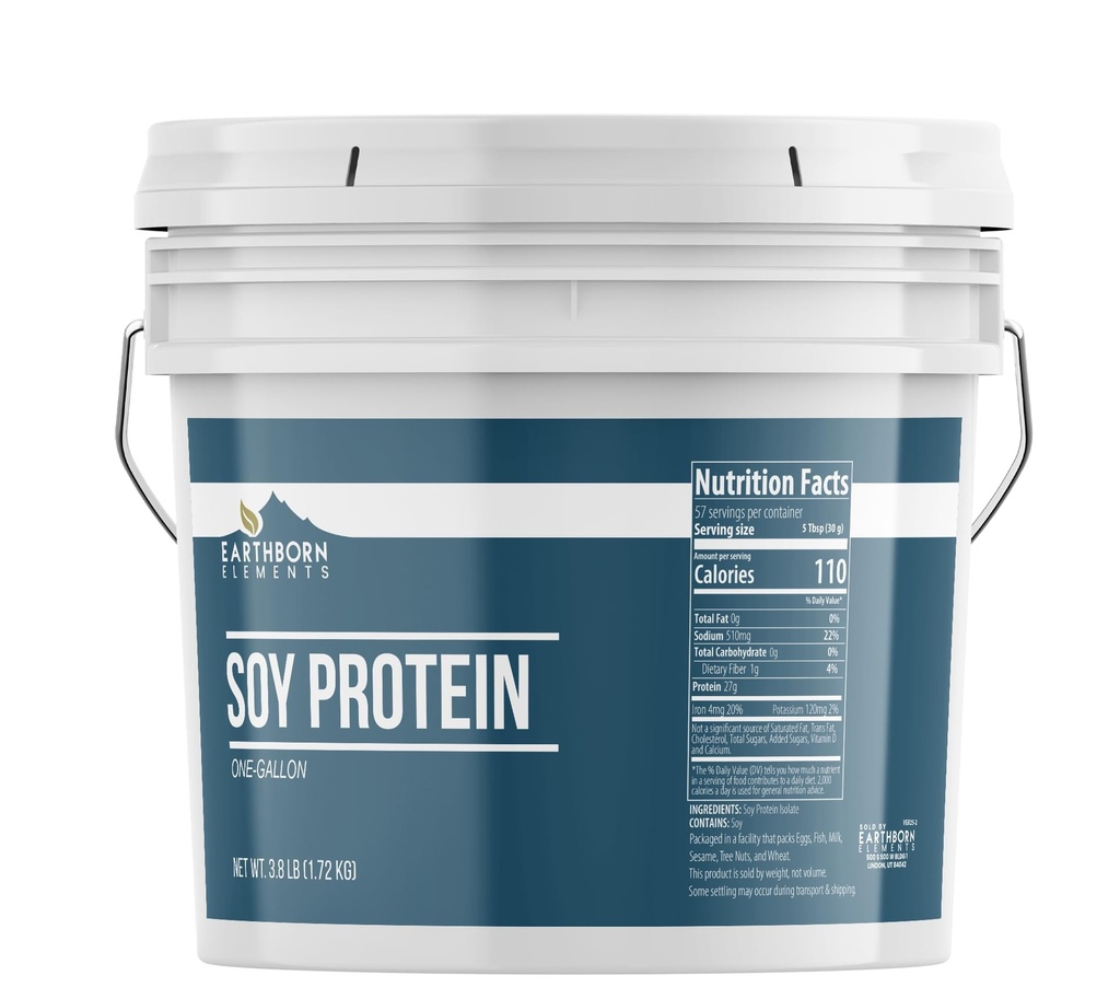 Earthborn Στοιχεία πρωτεΐνης σόγιας σκόνη 1 Gallon Bucket, πάντα καθαρό, smoothies & Shakes (60,8 ουγγιά)