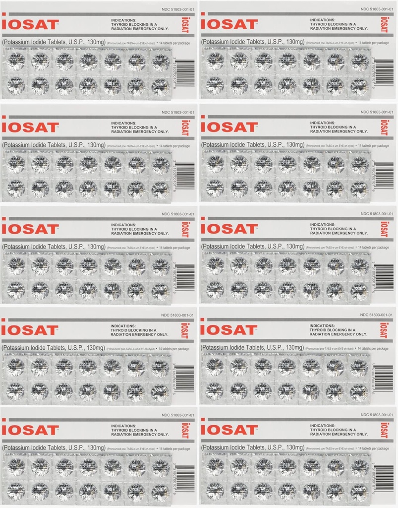 Potassium Iodide Tablets, 130 mg (14 Tablets each) - 10 packs