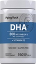 Piping Rock DHA | 150 Mini Softgels | 300mg Omega-3 + Vitamin D3 | Non-GMO, Gluten Free Supplement