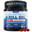 2 Pack Antarctic Krill Oil Omega 3 Softgels 1200mg (Made in USA) W/Phospholipids, Choline & Astaxanthin, Sustainably Sourced of Omega-3s EPA, DHA Support Brain, Antioxidant & Immunity, No Fish Burp