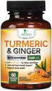 Turmeric Curcumin Supplement 2600mg - με Organic Ginger & Turmeric, BioPerine Black Pepper Extract 95% Curcuminoids - Προηγμένη Απορρόφηση Κοινή & Αντιοξειδωτικό Υποστήριξη επιπλέον δύναμης - 60 κάψουλες