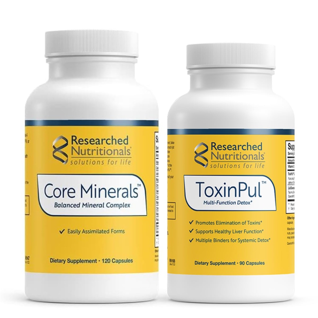 Researched Nutritionals ToxinPul Binder & Core Minerals Bundle - Support Minerals Status in the Body During Binder Protocols (2 Products)