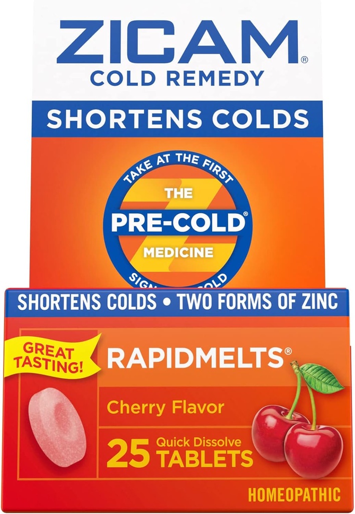 Zicam Ψυχρή Remedy Ψευδάργυρος RapidMelts, Cherry Γεύση, Ομοιοπαθητική, Ψυχρή Συντόμευση Ιατρική, Σύντομη διάρκεια Ψυχρού, 25 κόμης (Pack of 2)