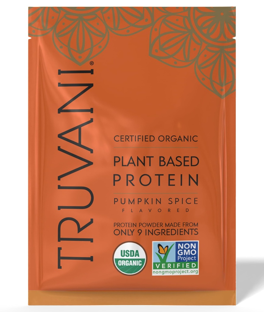 Truvani Vegan Pea Protein Powder | Pumpkin Spice | 20g Organic Plant Based Protein | 1 Serving | Keto | Gluten & Dairy Free | Low Carb | No Added Sugar