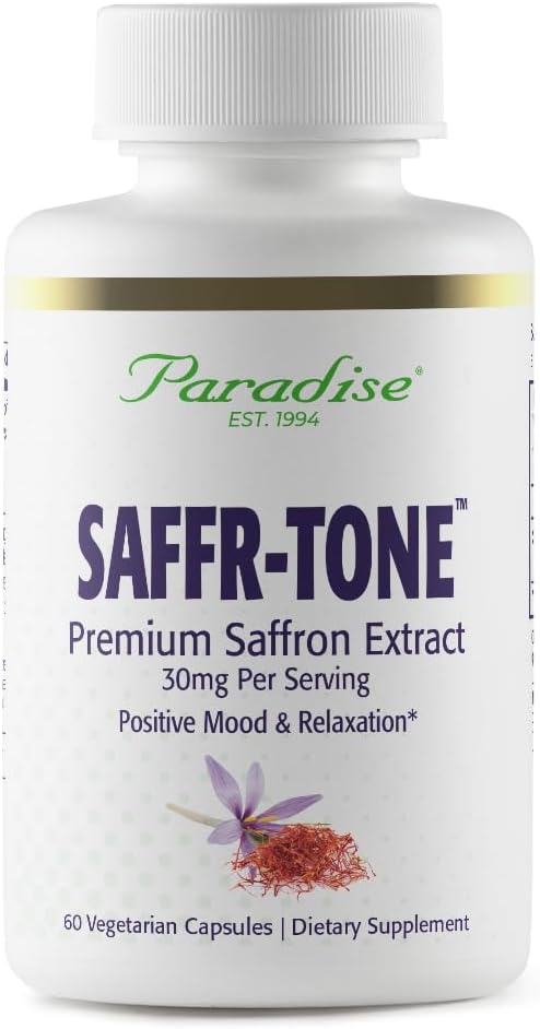 Paradise Herbs Saffr-Tone, Saffron Extract, Active Whole Spectrum Extract, Super Poent, Ultra Pure, Vegan, Non-GMO, Gluten Free, 60 κάψουλες χορτοφάγων