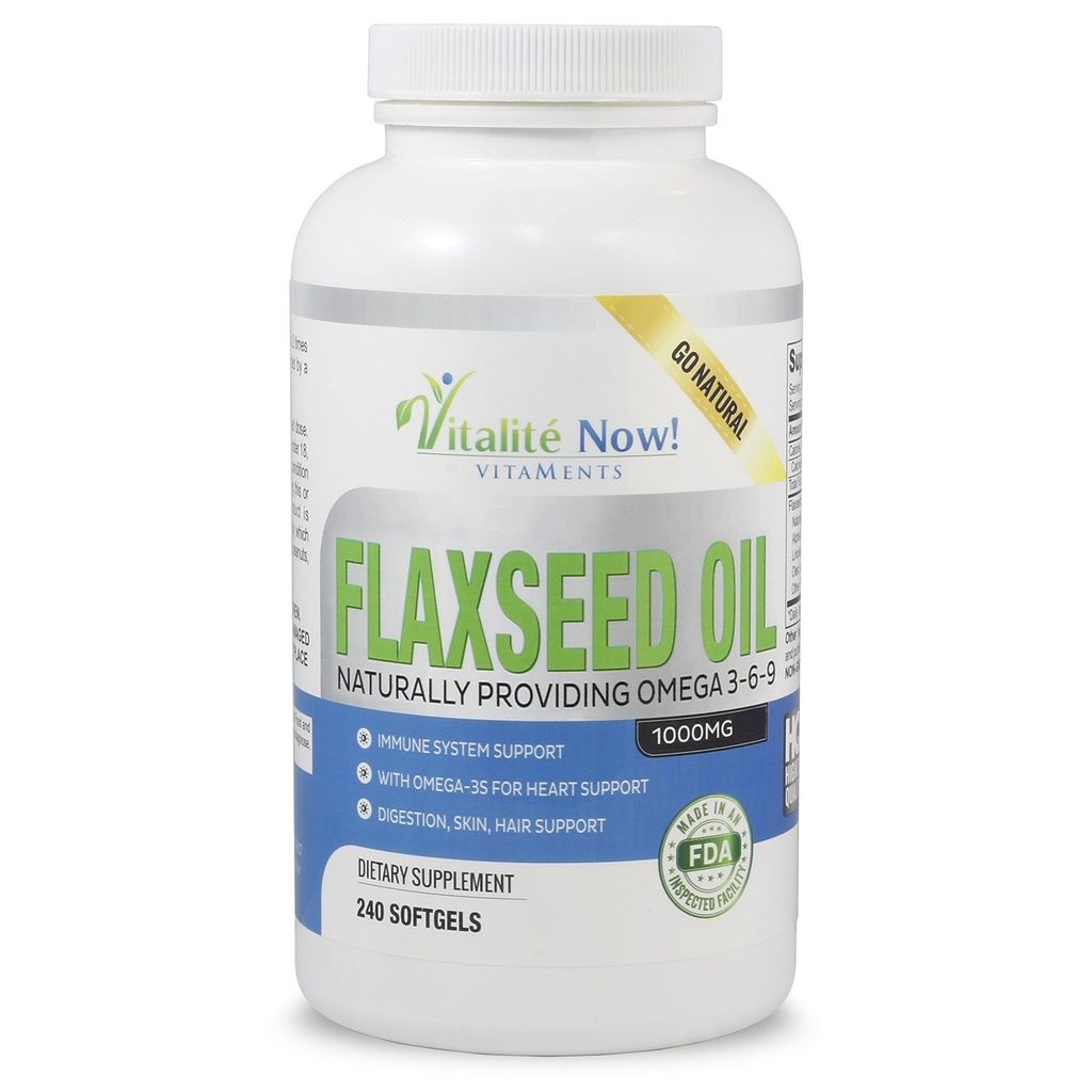 Upsize Best Organic Flaxseed Oil Softgels - 1000mg Premium, Virgin Cold Pressed from Flax Seeds - Hair Skin & Nails Support - Omega 3-6-9 Συμπλήρωμα - 240 Count - More than 8 Month Supply!