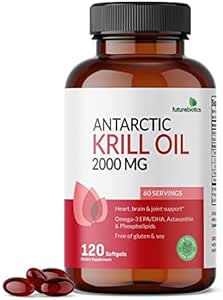 Futurebiotics Antarctic Krill Oil 2000mg με Ασταξανθίνη, Omega-3s EPA, DHA και φωσφολιπίδια - 100% Pure Premium Krill Oil Heavy Metal Tested, Non GMO – 120 Softgels