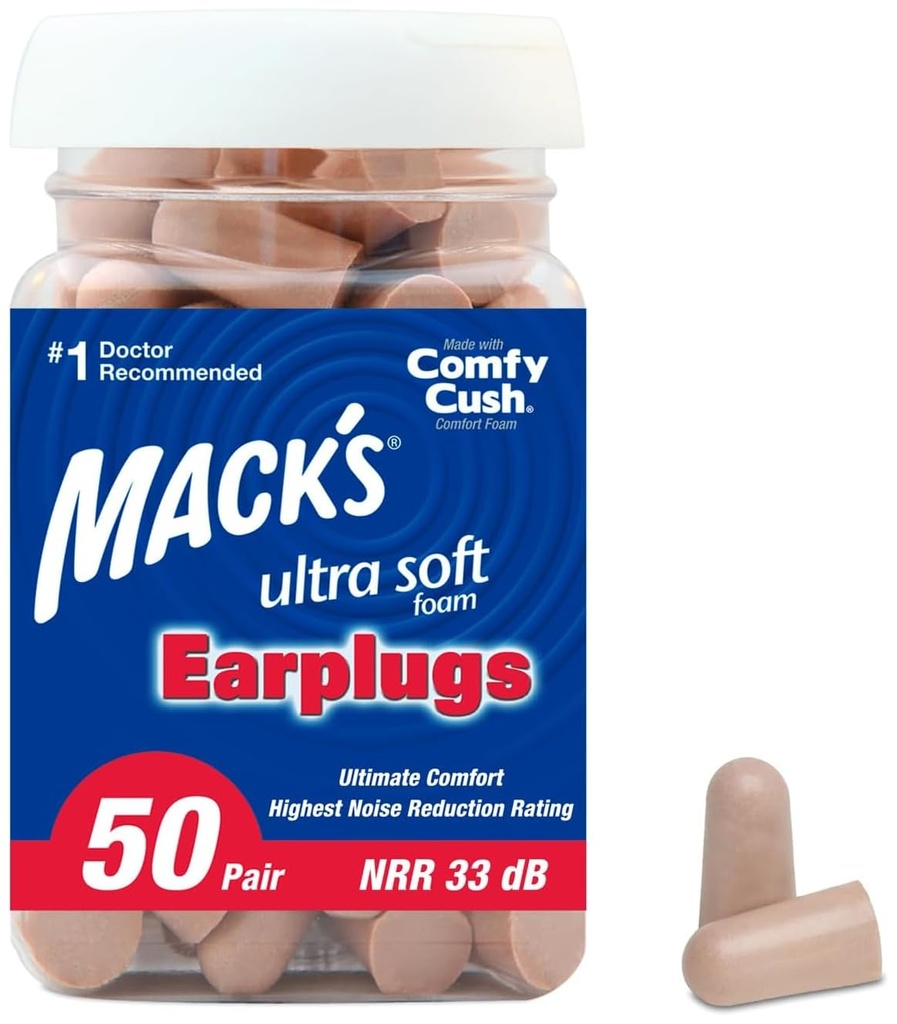 Mack's, Ultra Soft Foam Earplugs, 50 Count