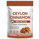 Ceylon Cinnamon - 300 Softgels with MCT Oil - Highly Bioavailable Herbal Supplement Made with True Ceylon Cinnamon, Supports Overall Wellness, Non-GMO, Gluten Free