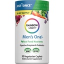 Rainbow Light Mens Multivitamin One + | 30 Caplets | Real Food Nutrients, Digestive Enzymes & Probiotics | Real Food Nutrients, Digestive Enzymes & Probiotics