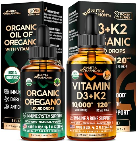 NUTRAHARMONY Organic Oil of Oregano & Vitamin D3 K2 Drops
