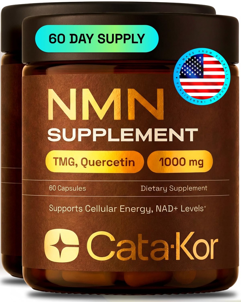 Cata-Kor NMN Supplement – 4-in-1 NAD Supplement with Quercetin | TMG | Resveratrol – NMNH Alternative – Supports Cellular Energy & NAD+ Levels – 120 Capsules – Third-Party Tested (2 Pack)