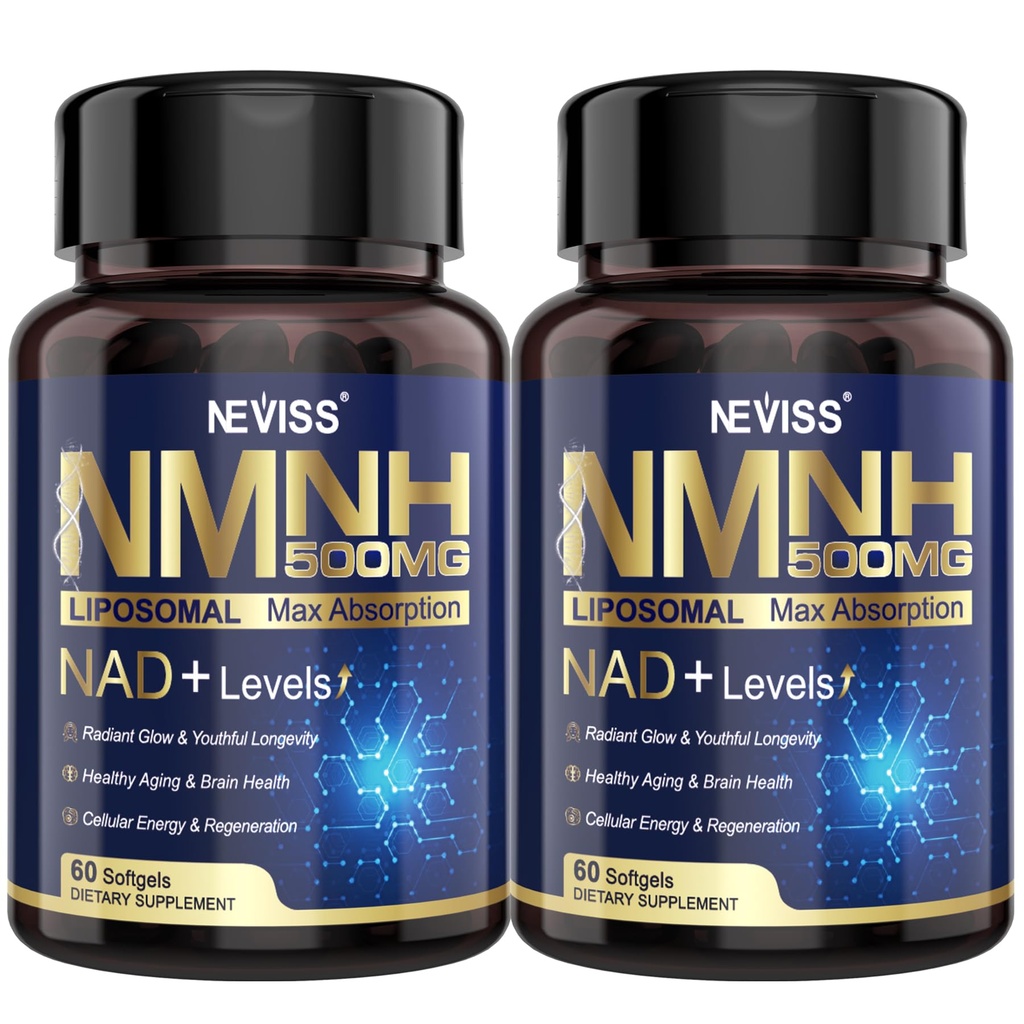 2Pack NAD+ Supplement, Next-Gen NMNH Liposomal 500mg, NR NMN Supplement Alternative, High Absorption NAD+ with Curcumin, Niacinamide for Cellular Energy, DNA Repair, Healthy Aging, 120 Softgels