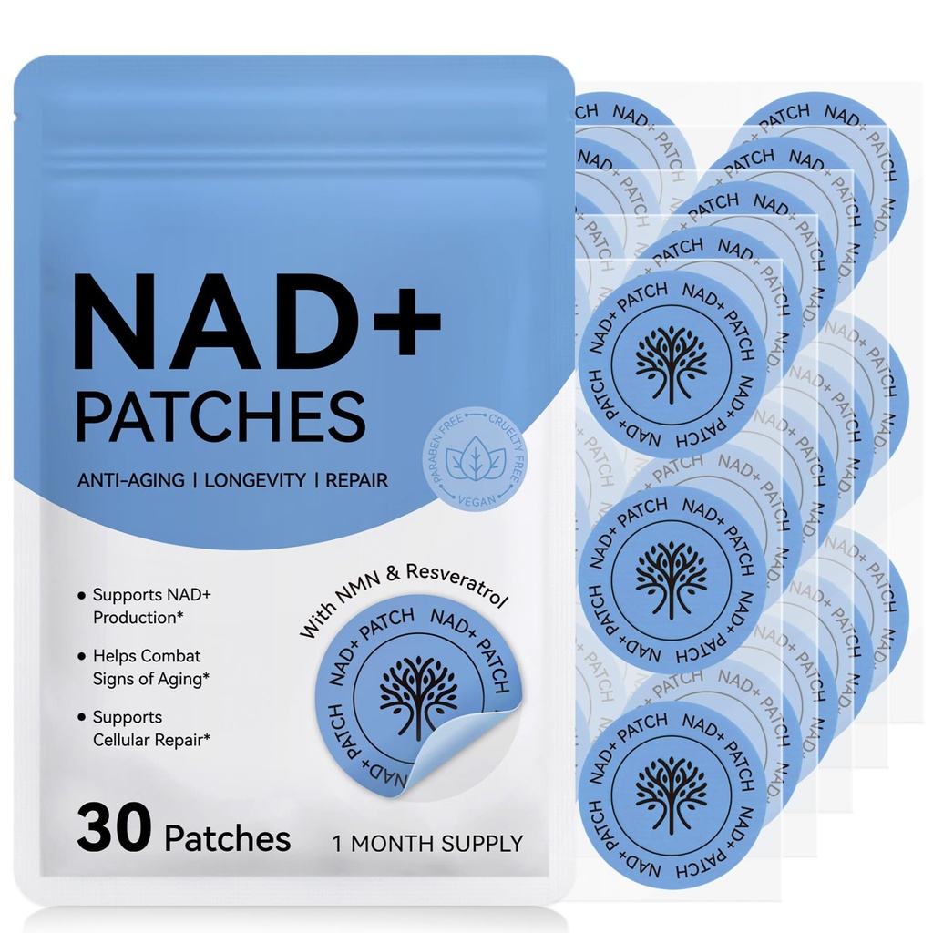 ISUNRISE NAD Patches for Women & Men, NAD+ Patches with NMN & Resveratrol for Anti-Aging and Wellness Support, 30 Count