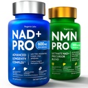 Ultimate NAD+ and NMN Longevity Bundle – 2-Pack Cellular Energy & Anti-Aging Complex with Resveratrol, CoQ10, TMG, PQQ & Apigenin – Acid-Resistant Vegan Capsules for Mitochondrial & DNA Support