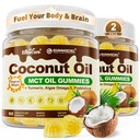 MCT Oil Organic Gummies + Coconut Oil + Omega-3 + Turmeric + Ginger + Probiotics - Virgin Coconut Oil, Optimized C8 & C10 for Ketosis, Brain, Body Fuel & Digestion, Sugar-Free, 120 Cts