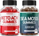 Keto ACV Gummies (60 Count) Advanced Weight Loss Formula and Irish Sea Moss Gummies (90 Count) with Bladderwrack & Burdock Root for Thyroid, Energy & Immune Support - Μη GMO, Vegan Safe & Made in US
