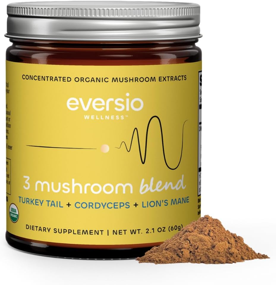 3 Mushroom Blend - Ξύπνιο Blend 60 Σερβιέτες (60g) Mushroom Powder Blend για Mushroom Coffee ή Smoothies - Lions Mane, Turkey Tail, και Cordyceps - >32% Beta-D-Glucans!