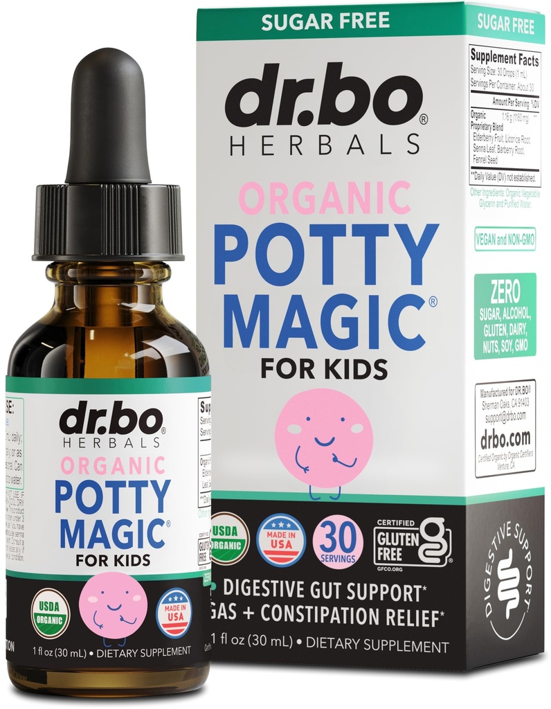 Constipation Relief for Kids Liquid Drops - Organic Potty Magic Toddler Constipation Relief, Senna & Prebiotic Fiber Fennel - Natural Liquid Fiber for Kids Digestive Support Supplement Children 1 oz