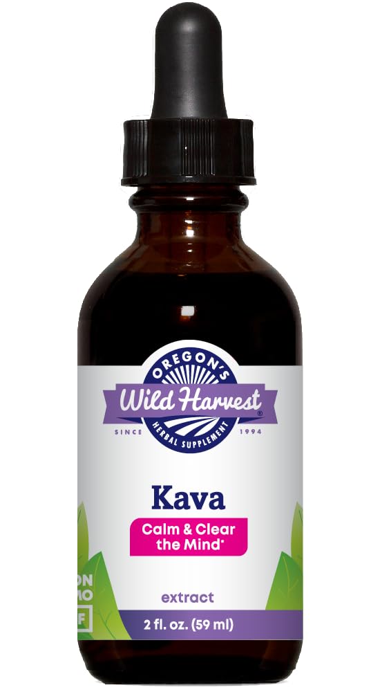Oregon's Wild Harvest Kava Extract – 2oz Alcohol Liquid Herbal Supplement – Non-GMO, Gluten-Free, Made in USA