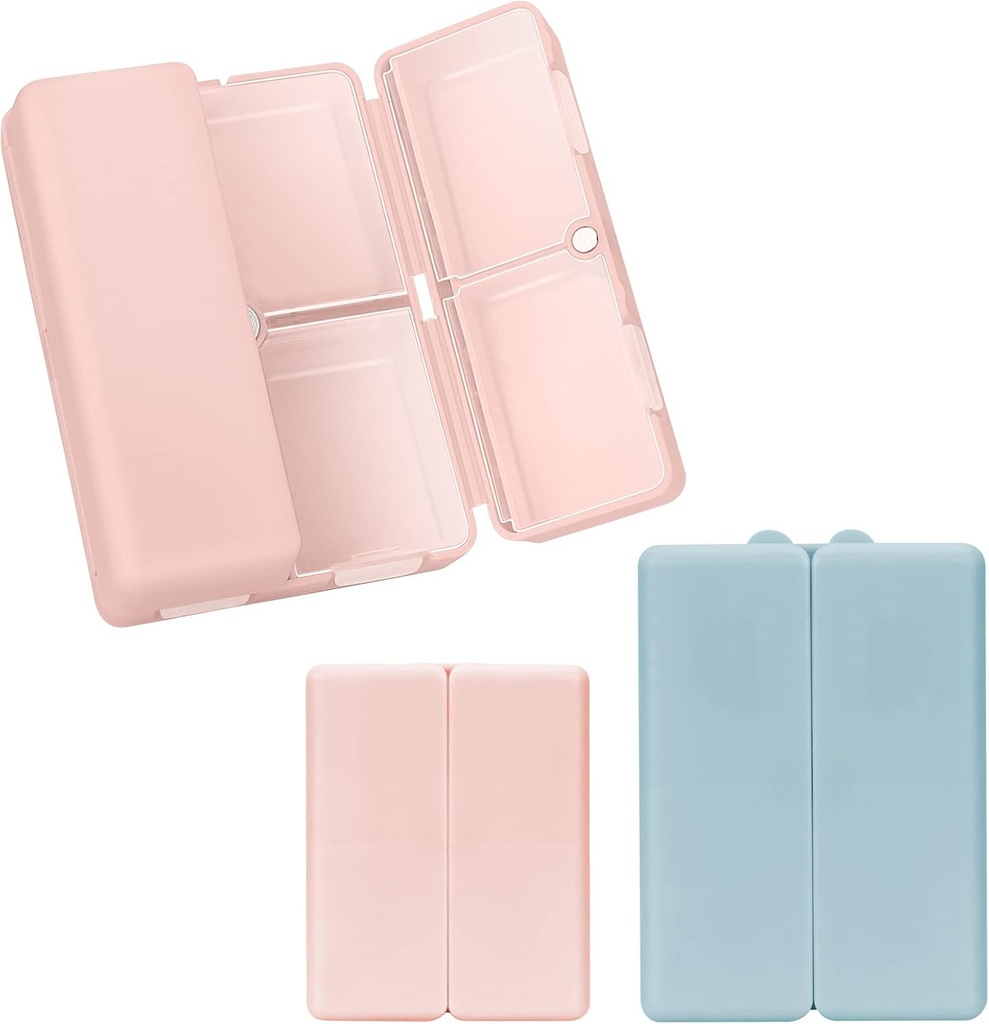 FYY 2 Pcs Daily Pill Organizer, 7 διαμερίσματα Φορητή θήκη χάπι Organizer ταξίδια, [Folding Design] κουτί χάπι για Purse Pocket να κρατήσει βιταμίνες, Cod λάδι ήπατος, συμπληρώματα και φαρμακευτική αγωγή-Pink+ Ναυτικό
