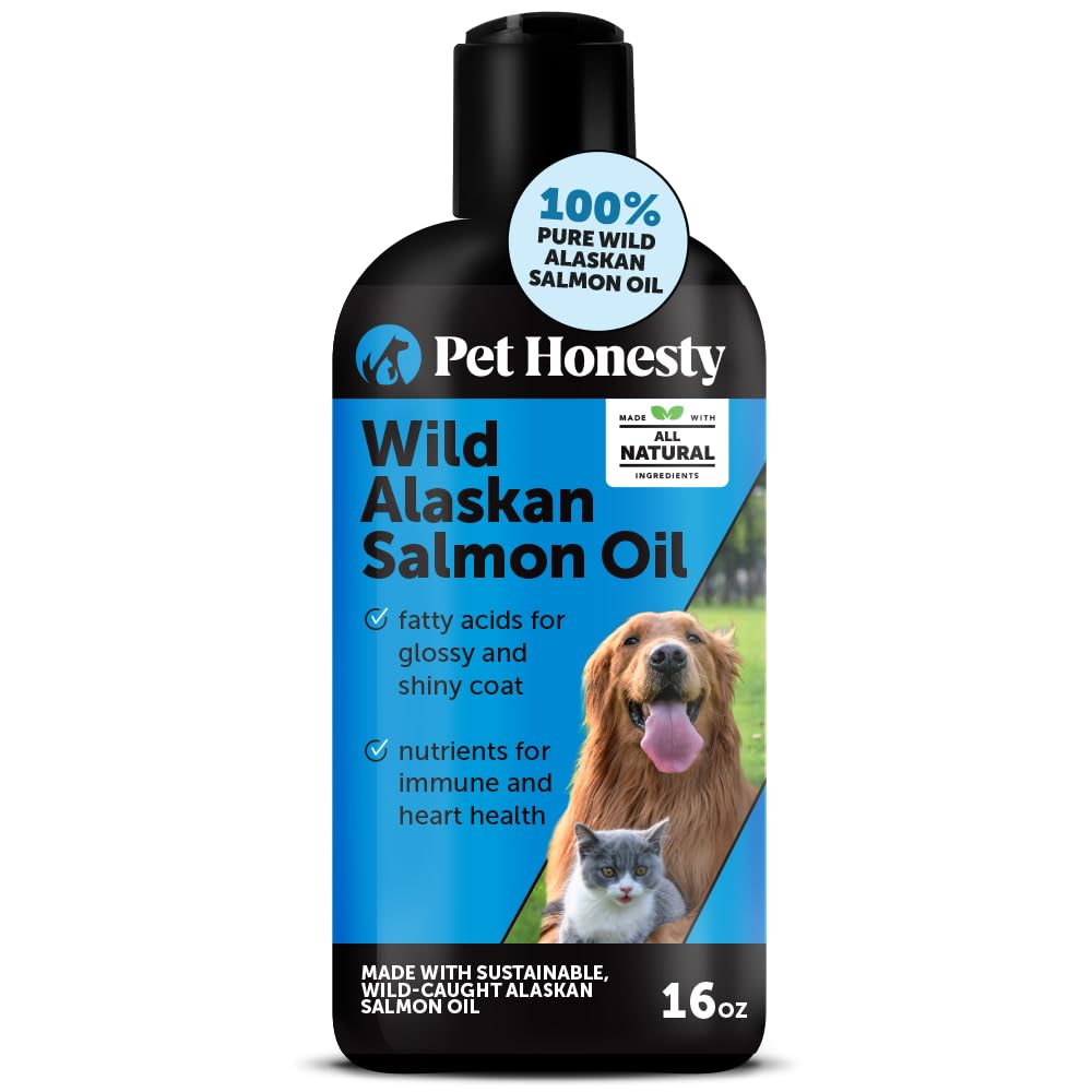 Wild Alaskan Salmon Oil for Dogs & Cats - Omega-3 Fish Oil with EPA + DHA Omega Fatty Acids, Sockeye Salmon, Skin & Coat Support, Pure Food Topper, Supports Joints, Brain & Heart Health - 16 oz