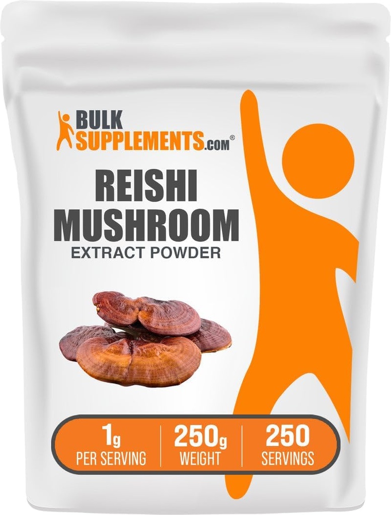 BulkSupplies.com Reishi Mushroom Extract Powder - Reishi Mushroom Powder, Συμπλήρωμα για τη συνολική Well-Being - Χωρίς γλουτένη, 1g ανά σερβίροντας, 250g (8,8 oz) (Pack of 1)