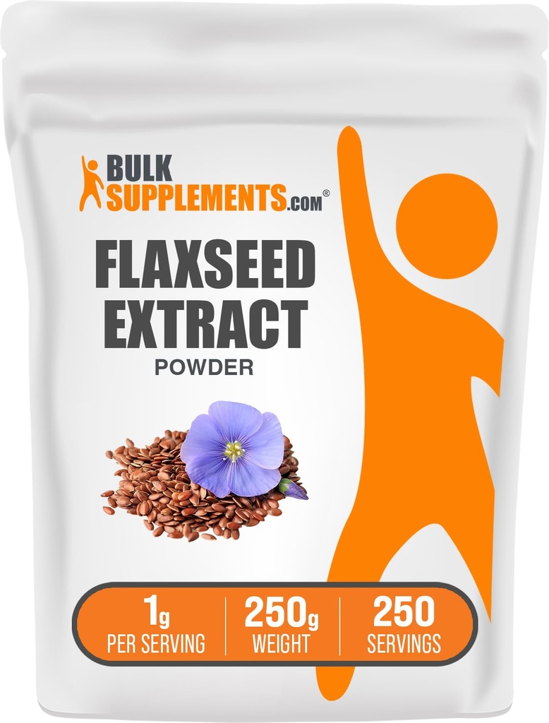 BulkSupplements.com Flaxseed Extract Powder - Omega-3 Supplement, Flaxseed Powder - Vegan & Gluten Free, 1g per Serving, 250g (8.8 oz) (Pack of 1)