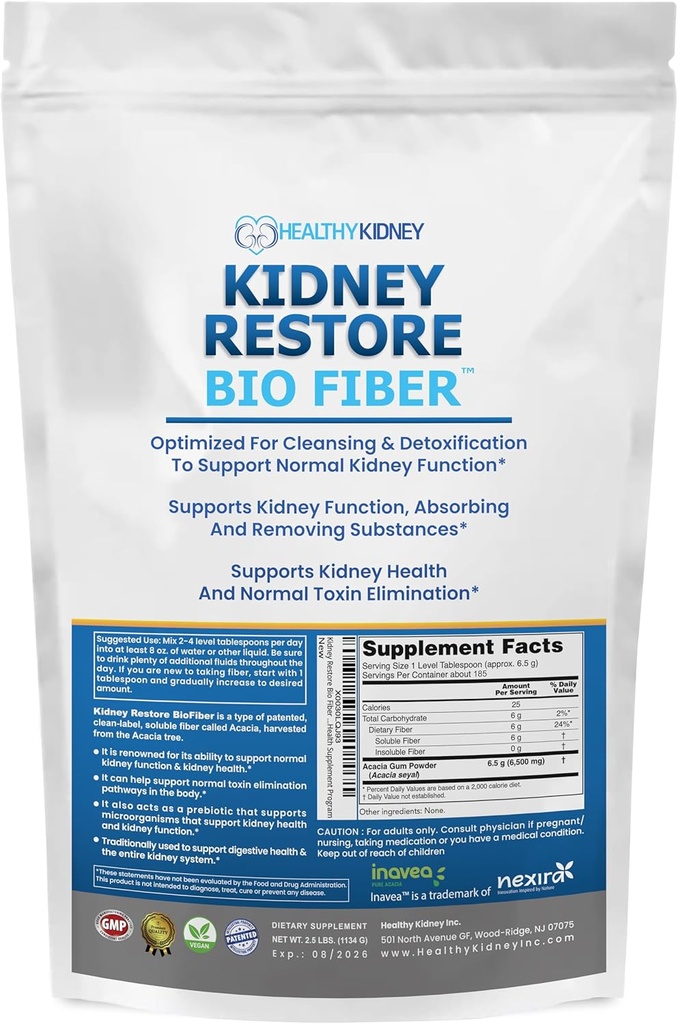 Bio Fiber, Kidney Cleanse Detox & Repair - Αποκατάσταση Νεφρικής Υποστήριξης & Συμπλήρωμα Νεφρού για την αφαίρεση των αποβλήτων, συμπλήρωμα για την υγεία των νεφρών - Προσθήκη στο τσάι για την υγεία των νεφρών - 2.5 LBS
