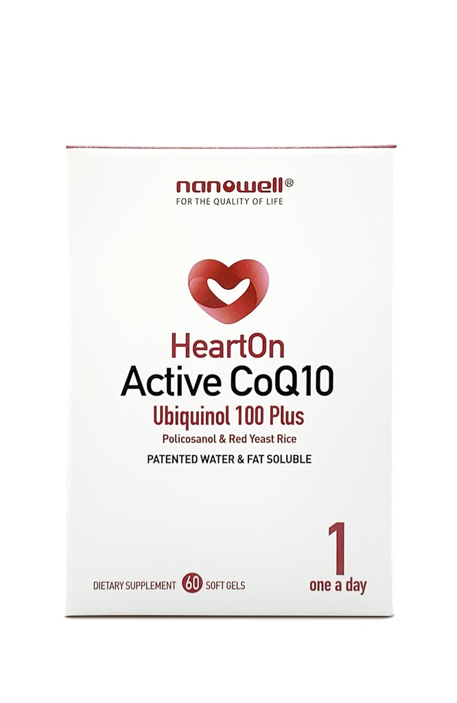 NANOWELL HeartOn Active CoQ10 Kaneka Ubiquinol 100 Plus Heart Health Supplement - 60 Softgels X 1 Box for 2 Months (60 Count)